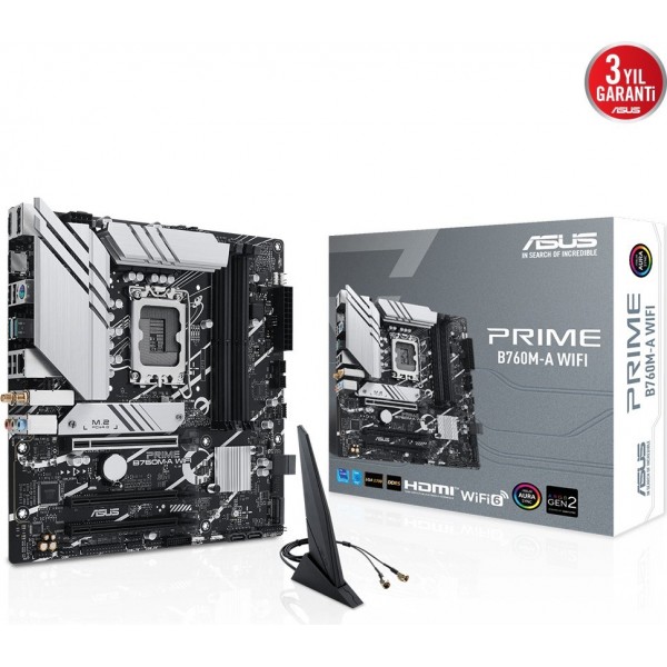  Prıme B760M-A Wıfı 4xddr5 7200 Hdmı/dp 2xm.2 Usb3.2 Ax Wifi + Bt Aura Rgb 2.5gbit Lan Matx Asus