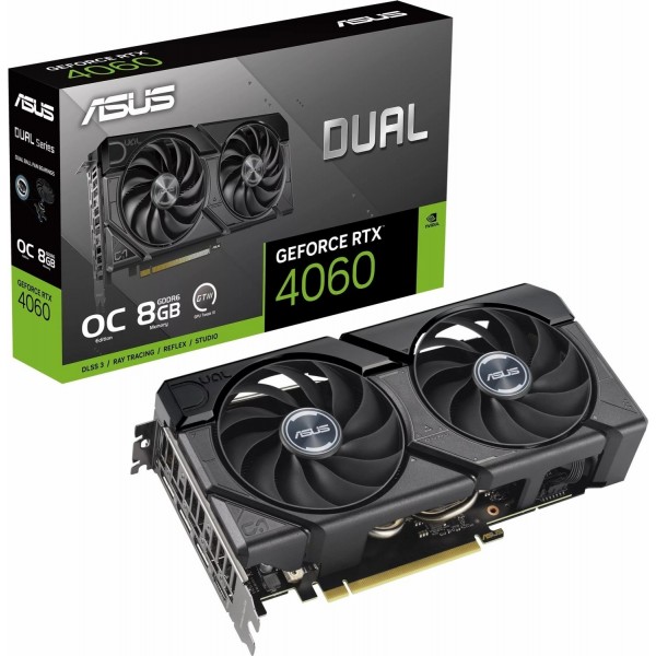 DUAL-RTX4060-O8G-EVO NVIDIA GEFORCE RTX 4060 8GB GDDR6 128bit 2535MHz OC HDMI 3xDP DLSS3 EKRAN 