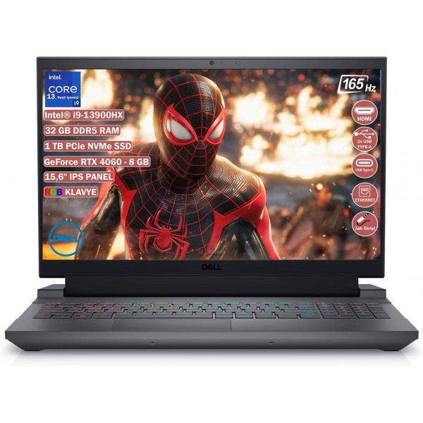 Dell G15 5530 G55302401017U Core İ9-13900HX 32Gb Ram 1Tb Ssd 8Gb RTX4060 Vga 15.6"  Gaming Notebook