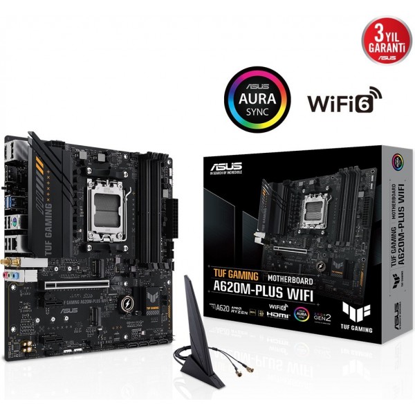 ASUS TUF GAMING A620M-PLUS WIFI A620 6400 DDR5 AM5 mATX Anakart (TUF GAMING A620M-PLUS WIFI)