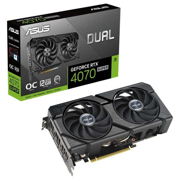 DUAL-RTX4070S-O12G-EVO NVIDIA GEFORCE RTX 4070 SUPER 12GB GDDR6X 192bit 2550MHz OC HDMI 3xDP DL