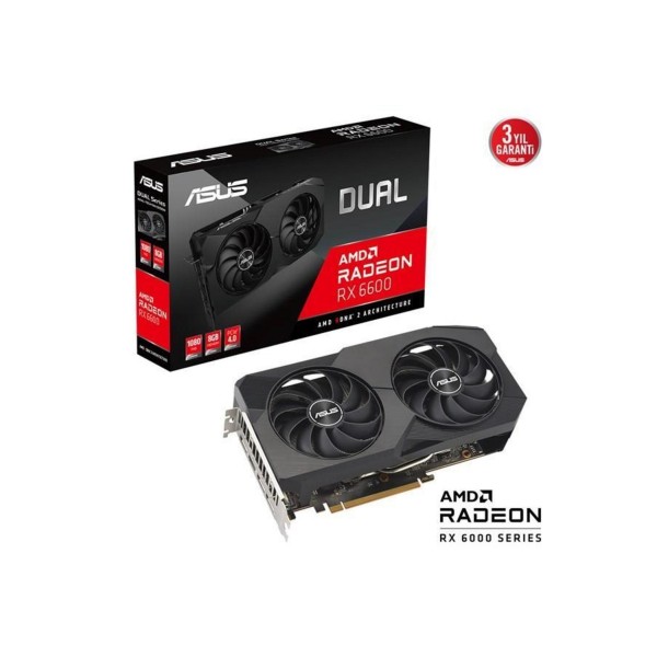 ASUS-DUAL-RX6600-8G-V2-AMD-RADEON-RX 6600-8GB GDDR6-128bit-2491MHz-OC-HDMI-3xDP