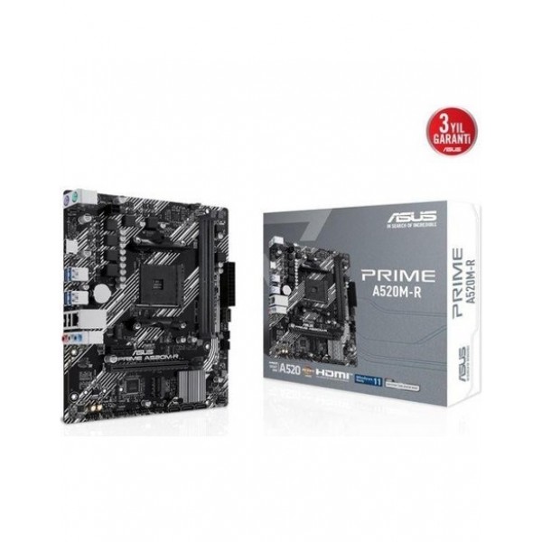 Asus Prıme A520M-R Amd A520 Am4 Ddr4 5100 HDMI M2 Usb3.2 Matx